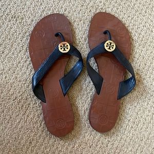 Tory Burch gold/black sandal flip flops